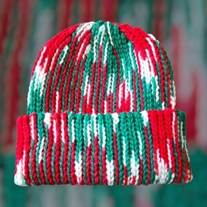 Mistletoe Knit-look 90s beanie, Handmade By Me, Hand Embroidery, Ask About Custo